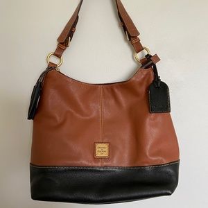 Dooney & Bourke Tan Pebble Leather Footed Hobo